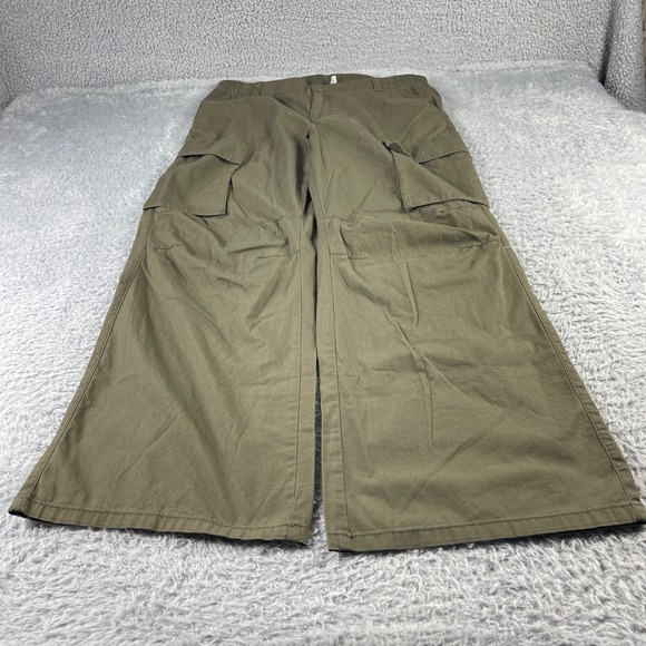 H&M Other - HM Divided Mens Olive Green Wide Leg Cargo Pants Size 14 New With Tags